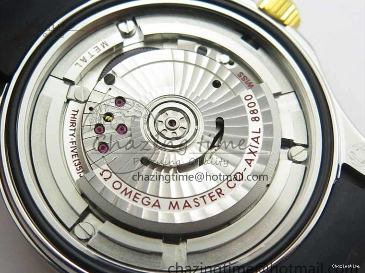 0218 Seasonal 2018 Seamaster Diver 300M SS YG VSF 1:1 Best Edition YG Bezel Black Dial on Black Rubber Strap A 7934